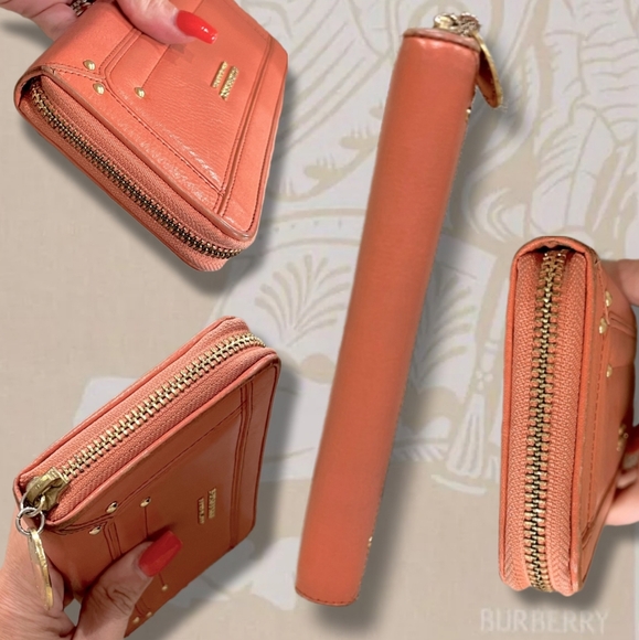 LOW START Burberry Blue Label Leather Wallet in Coral - Picture 5 of 16